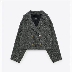 Cropped textured blazer